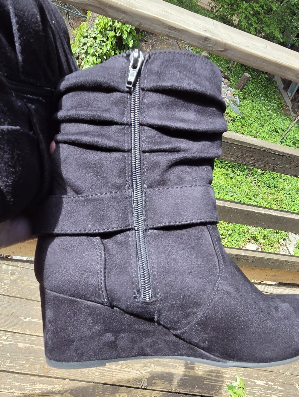 Carlos Santana Black Suede Slouch Boots with Buckle Sz8 NEW IN BOX - Picture 9 of 9